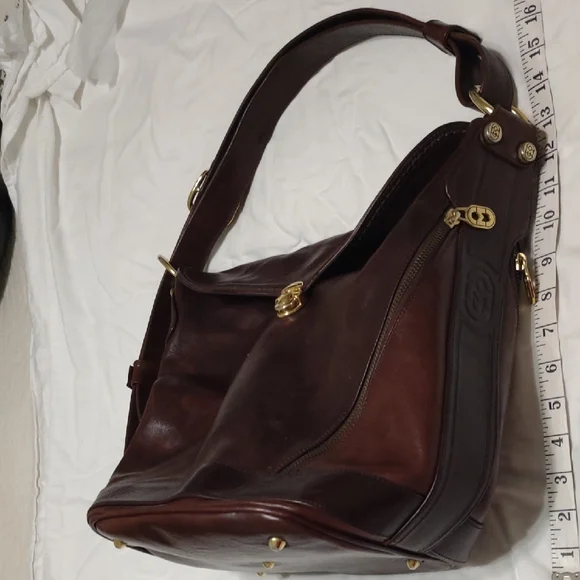 ORLANDO MURINO Brown Leather Handbag. Used And Shows Some Wear. See Pics - Picture 12 of 15